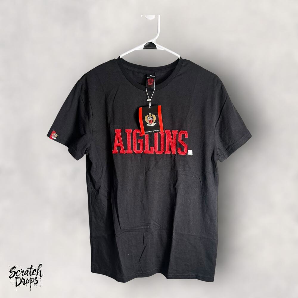 Mens Soccer Shirt NWT Medium 100 Percent Cotton Black Tee Aiglons New Tags M01